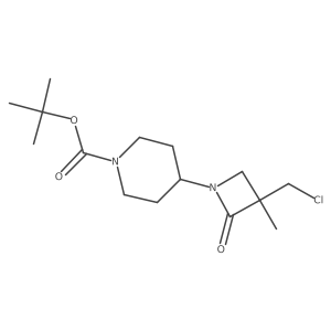 Tert-butyl 4-[3-(chloromethyl)-3-methyl-2-oxoazetidin-1-yl]piperidine-1-carboxylate结构式