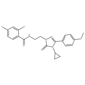 2-chloro-N-{2-[4-cyclopropyl-3-(4-methoxyphenyl)-5-oxo-4,5-dihydro-1H-1,2,4-triazol-1-yl]ethyl}-4-fluorobenzamide结构式