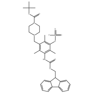 tert-butyl 4-{[3-({[(9H-fluoren-9-yl)methoxy]carbonyl}amino)-5-[(fluorosulfonyl)oxy]-2,4,6-trimethylphenyl]methyl}piperazine-1-carboxylate Structure