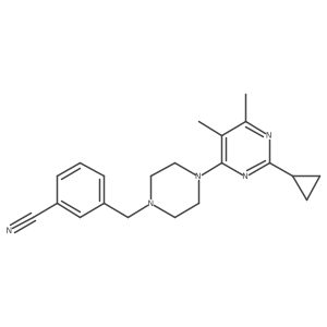 3-{[4-(2-Cyclopropyl-5,6-dimethylpyrimidin-4-yl)piperazin-1-yl]methyl}benzonitrile Structure