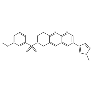 4-[7-(3-methoxybenzenesulfonyl)-6H,7H,8H,9H-pyrido[2,3-b]1,6-naphthyridin-3-yl]-1-methyl-1H-pyrazole结构式