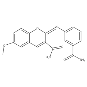 (2Z)-2-[(3-carbamoylphenyl)imino]-6-methoxy-2H-chromene-3-carboxamide结构式