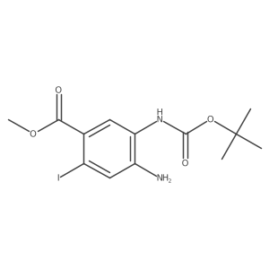 Benzoic acid,4-amino-5-[[(1,1-dimethylethoxy)carbonyl]amino]-2-iodo-,methyl ester Structure