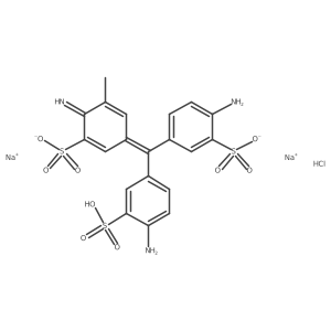 Sodium 2-amino-5-((4-amino-3-sulfonatophenyl)(4-imino-3-sulfocyclohexa-2,5-dien-1-ylidene)methyl)-3-methylbenzenesulfonate hydrochloride (2:1:1)结构式