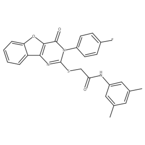 N-(3,5-dimethylphenyl)-2-{[3-(4-fluorophenyl)-4-oxo-3,4-dihydro[1]benzofuro[3,2-d]pyrimidin-2-yl]sulfanyl}acetamide结构式