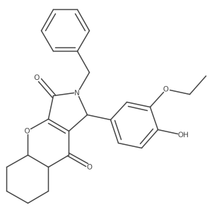 2-benzyl-1-(3-ethoxy-4-hydroxyphenyl)-4a,5,6,7,8,8a-hexahydro-1H-chromeno[2,3-c]pyrrole-3,9-dione结构式