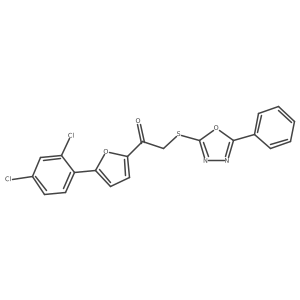 1-(5-(2,4-Dichlorophenyl)furan-2-yl)-2-((5-phenyl-1,3,4-oxadiazol-2-yl)thio)ethanone Structure