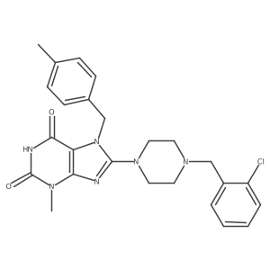 8-{4-[(2-Chlorophenyl)methyl]piperazinyl}-3-methyl-7-[(4-methylphenyl)methyl]-1,3,7-trihydropurine-2,6-dione Structure