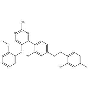 2-[2-Amino-5-(2-methoxyphenoxy)pyrimidin-4-YL]-5-[(2-chloro-4-fluorophenyl)methoxy]phenol结构式