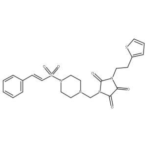 1-{[4-(2-Phenylethenesulfonyl)piperazin-1-yl]methyl}-3-[2-(thiophen-2-yl)ethyl]imidazolidine-2,4,5-trione Structure