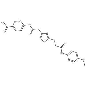 4-(2-(2-((2-((4-Methoxyphenyl)amino)-2-oxoethyl)thio)thiazol-4-yl)acetamido)benzamide结构式