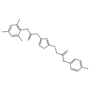 N-(4-fluorophenyl)-2-((4-(2-(mesitylamino)-2-oxoethyl)thiazol-2-yl)thio)acetamide Structure