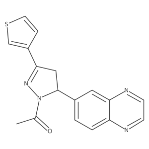 1-(5-(quinoxalin-6-yl)-3-(thiophen-3-yl)-4,5-dihydro-1H-pyrazol-1-yl)ethanone结构式