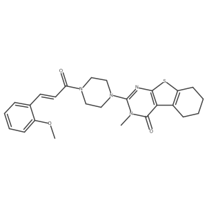 5,6,7,8-Tetrahydro-2-[4-[3-(2-methoxyphenyl)-1-oxo-2-propen-1-yl]-1-piperazinyl]-3-methyl[1]benzothieno[2,3-d]pyrimidin-4(3H)-one结构式