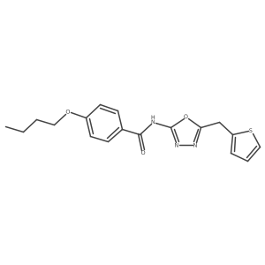 4-butoxy-N-(5-(thiophen-2-ylmethyl)-1,3,4-oxadiazol-2-yl)benzamide结构式