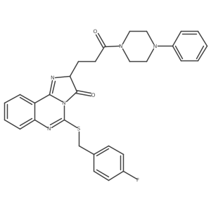 5-{[(4-fluorophenyl)methyl]sulfanyl}-2-[3-oxo-3-(4-phenylpiperazin-1-yl)propyl]-2H,3H-imidazo[1,2-c]quinazolin-3-one结构式
