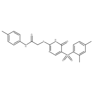 2-{[5-(2,4-dimethylbenzenesulfonyl)-6-oxo-1,6-dihydropyrimidin-2-yl]sulfanyl}-N-(4-methylphenyl)acetamide Structure