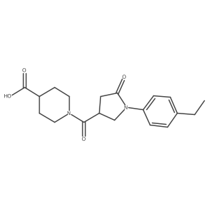 1-(1-(4-Ethylphenyl)-5-oxopyrrolidine-3-carbonyl)piperidine-4-carboxylic acid结构式