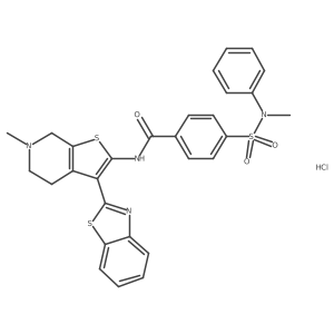 N-(3-(benzo[d]thiazol-2-yl)-6-methyl-4,5,6,7-tetrahydrothieno[2,3-c]pyridin-2-yl)-4-(N-methyl-N-phenylsulfamoyl)benzamide hydrochloride结构式