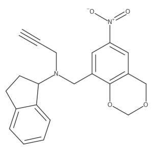 N-[(6-nitro-2,4-dihydro-1,3-benzodioxin-8-yl)methyl]-N-(prop-2-yn-1-yl)-2,3-dihydro-1H-inden-1-amine结构式