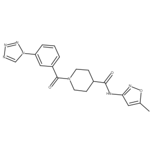 1-(3-(1H-tetrazol-1-yl)benzoyl)-N-(5-methylisoxazol-3-yl)piperidine-4-carboxamide结构式