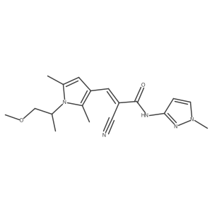 2-cyano-3-[1-(1-methoxypropan-2-yl)-2,5-dimethyl-1H-pyrrol-3-yl]-N-(1-methyl-1H-pyrazol-3-yl)prop-2-enamide结构式