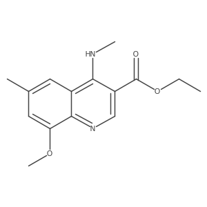 Ethyl 8-methoxy-6-methyl-4-(methylamino)quinoline-3-carboxylate结构式