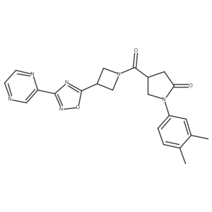 1-(3,4-Dimethylphenyl)-4-(3-(3-(pyrazin-2-yl)-1,2,4-oxadiazol-5-yl)azetidine-1-carbonyl)pyrrolidin-2-one Structure