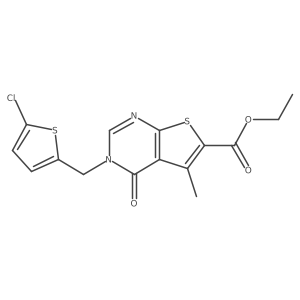 Thieno[2,3-d]pyrimidine-6-carboxylic acid, 3-[(5-chloro-2-thienyl)methyl]-3,4-dihydro-5-methyl-4-oxo-, ethyl ester Structure