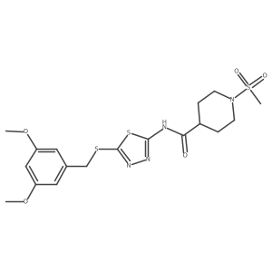N-(5-((3,5-dimethoxybenzyl)thio)-1,3,4-thiadiazol-2-yl)-1-(methylsulfonyl)piperidine-4-carboxamide Structure
