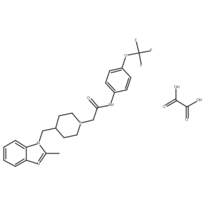 2-(4-((2-methyl-1H-benzo[d]imidazol-1-yl)methyl)piperidin-1-yl)-N-(4-(trifluoromethoxy)phenyl)acetamide oxalate Structure