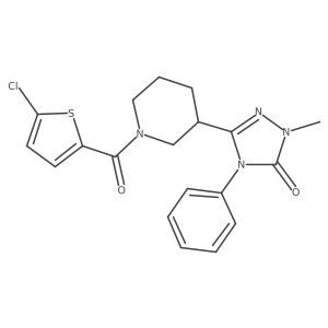 5-[1-(5-chlorothiophene-2-carbonyl)-3-piperidyl]-2-methyl-4-phenyl-1,2,4-triazol-3-one结构式