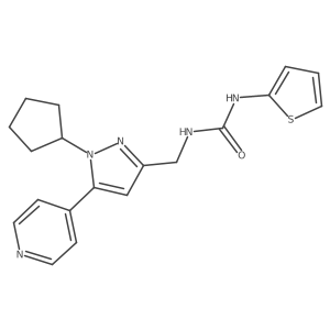 1-((1-cyclopentyl-5-(pyridin-4-yl)-1H-pyrazol-3-yl)methyl)-3-(thiophen-2-yl)urea Structure