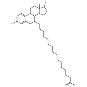 16-[(7,17)-3,17-Dihydroxyestra-1,3,5(10)-trien-7-yl]-3,6,9,12-tetraoxahexadecanoic acid Structure