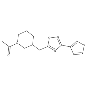 1-(3-((3-(Thiophen-3-yl)-1,2,4-oxadiazol-5-yl)methyl)piperidin-1-yl)ethanone结构式
