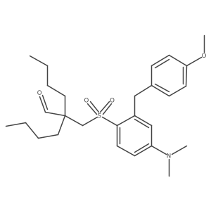 2-Butyl-2-({[4-(dimethylamino)-2-(4-methoxybenzyl)phenyl]sulfonyl}methyl)hexanal Structure