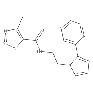 4-methyl-N-(2-(2-(pyrazin-2-yl)-1H-imidazol-1-yl)ethyl)-1,2,3-thiadiazole-5-carboxamide结构式