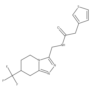 2-(thiophen-3-yl)-N-{[7-(trifluoromethyl)-5H,6H,7H,8H-[1,2,4]triazolo[4,3-a]pyridin-3-yl]methyl}acetamide结构式
