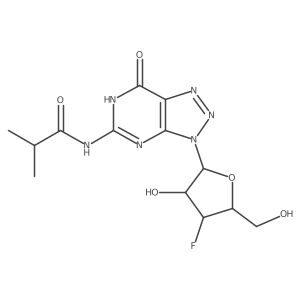 N-(3-((2R,3S,4S,5R)-4-Fluoro-3-hydroxy-5-(hydroxymethyl)tetrahydrofuran-2-YL)-7-oxo-6,7-dihydro-3H-[1,2,3]triazolo[4,5-D]pyrimidin-5-YL)isobutyramide结构式