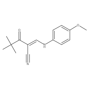 2-(2,2-Dimethylpropanoyl)-3-((4-methoxyphenyl)amino)prop-2-enenitrile结构式