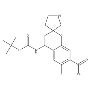 4-{[(Tert-butoxy)carbonyl]amino}-6-fluoro-3,4-dihydrospiro[1-benzopyran-2,3'-pyrrolidine]-7-carboxylic acid结构式