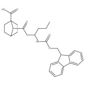 7-[(3S)-3-({[(9H-fluoren-9-yl)methoxy]carbonyl}amino)hexanoyl]-7-azabicyclo[2.2.1]heptane-1-carboxylic acid结构式