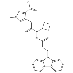 4-[2-cyclobutyl-2-({[(9H-fluoren-9-yl)methoxy]carbonyl}amino)acetamido]-1-methyl-1H-pyrazole-3-carboxylic acid结构式
