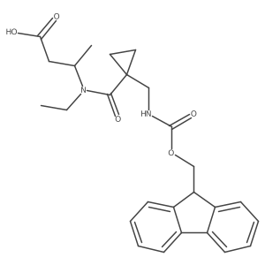 3-(N-ethyl-1-{1-[({[(9H-fluoren-9-yl)methoxy]carbonyl}amino)methyl]cyclopropyl}formamido)butanoic acid结构式