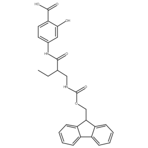 4-{2-[({[(9H-fluoren-9-yl)methoxy]carbonyl}amino)methyl]butanamido}-2-hydroxybenzoic acid结构式