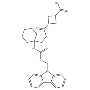 1-{3-[1-({[(9H-fluoren-9-yl)methoxy]carbonyl}amino)cyclohexyl]propanoyl}azetidine-3-carboxylic acid结构式