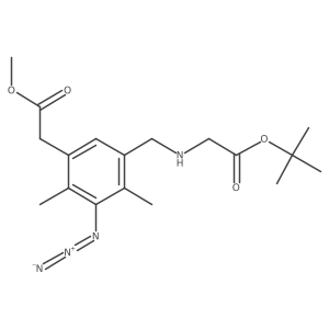 Tert-butyl 2-({[3-azido-5-(2-methoxy-2-oxoethyl)-2,4-dimethylphenyl]methyl}amino)acetate结构式