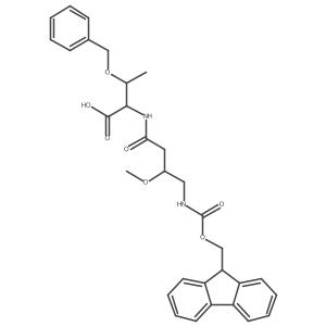 (2R,3S)-3-(benzyloxy)-2-[4-({[(9H-fluoren-9-yl)methoxy]carbonyl}amino)-3-methoxybutanamido]butanoic acid结构式