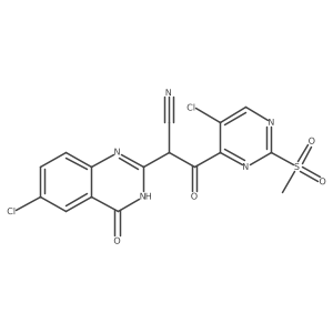 3-(5-Chloro-2-methanesulfonylpyrimidin-4-yl)-2-(6-chloro-4-oxo-3,4-dihydroquinazolin-2-yl)-3-oxopropanenitrile Structure