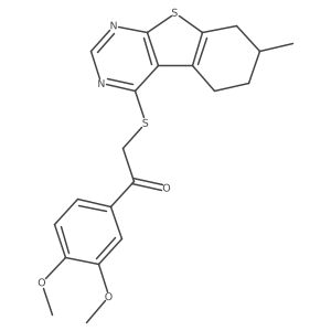 1-(3,4-Dimethoxyphenyl)-2-((7-methyl-5,6,7,8-tetrahydrobenzo[4,5]thieno[2,3-d]pyrimidin-4-yl)thio)ethanone结构式
